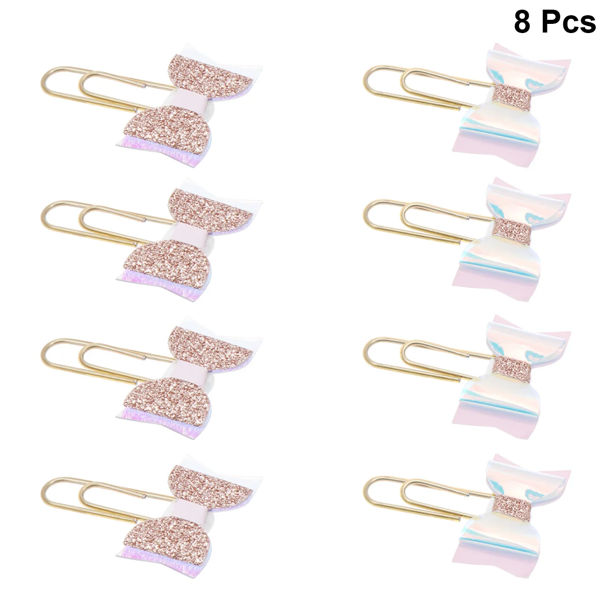 

8PCS Paper Clips Glitter Bowknot Paper Clips Clamps Memo Holders for School Office
