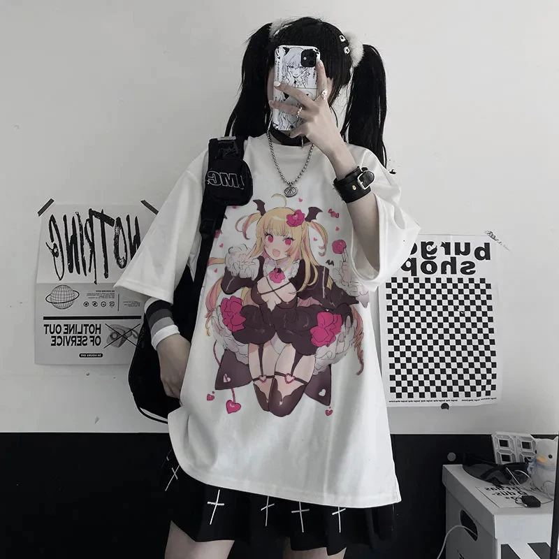 Summer Goth Kawaii Plus Size Women Clothing Graphic T Shirts Gothic Clothes Harajuku Korean Fashion t shirt Womens Tops