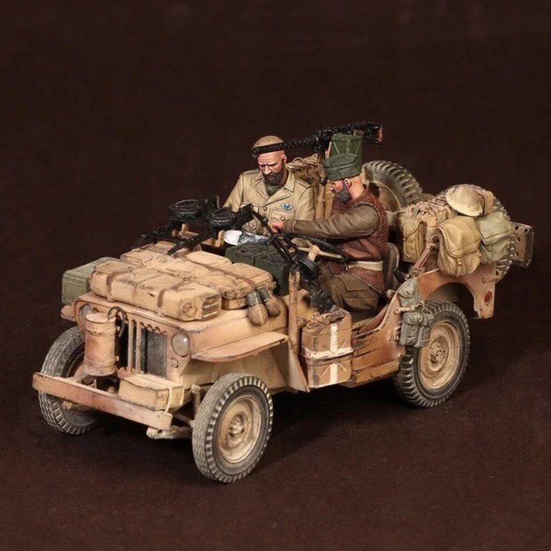 Military Jeep Crew 2 People (excluded Cars) Self-assembled Unpainted Figures