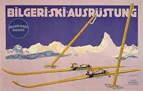 

SIGNCHAT Metal Sign Ski Poster Bilgeri Kunst 1920S German Skiing Sports Winter Outdoor Decoration Props Plaque Sign 8x12 inch