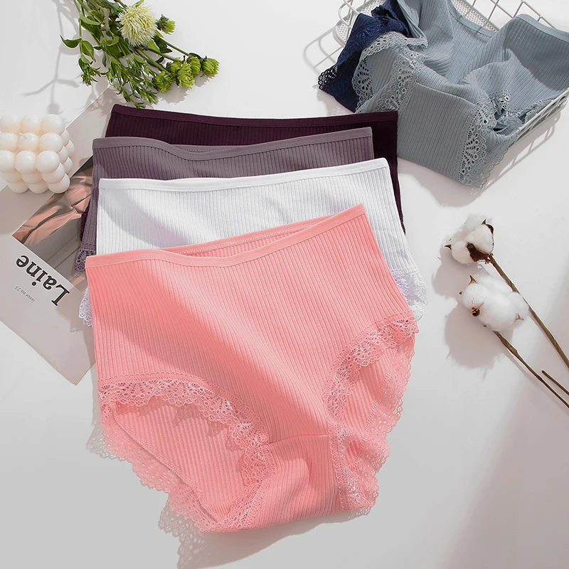 

Cotton Lace Underwear High Waist Women Briefs Sexy Lace Women Panties Solid Comfort Breathable Pantys Soft Lady Lingerie L-3XL