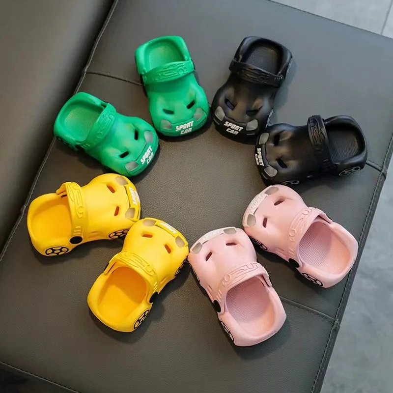 Kid Glowing Slippers Sandals Sports Car Lights Cartoon Slippers Hole Shoes Outside Beach Bathroom Home Shoes Flip-Flops Sandals enlarge
