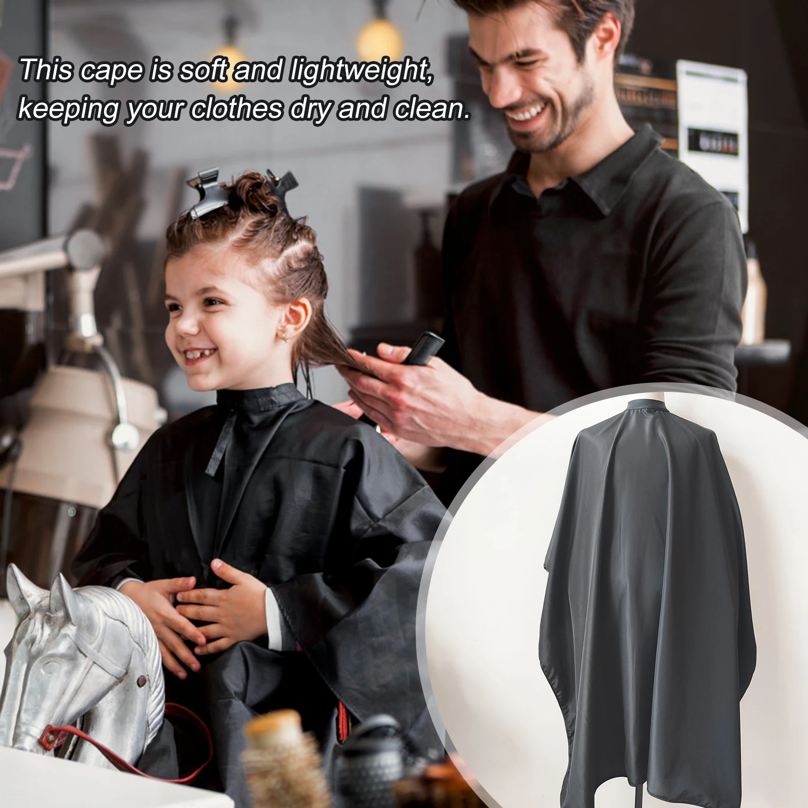 

Черная накидка для парикмахерской для детей и взрослых, платье для стрижки волос, окраска, капюшон для парикмахерской, водонепроницаемая накидка для ухода за кожей