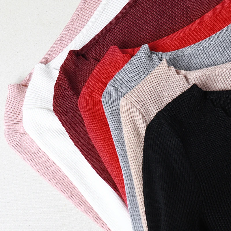 Женский Облегающий Свитер С V-образным Вырезом Эластичный Акриловый Пуловер