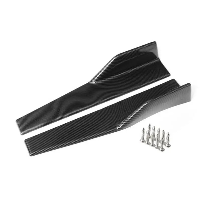 

2pcs Left/Right Rear Side Skirt Black PP Universal Winglets Diffusers Wings Black/Carbon Fiber Look Bumper Lip Body Side Skirts