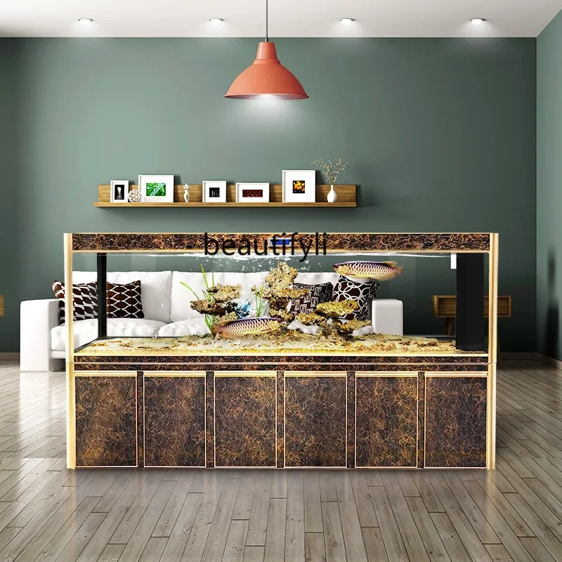 Большой экологичный аквариум для гостиной нижний фильтр замены воды рыб с белым