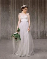 simple sweetheart wedding dresses romantic lace spaghetti straps sleeveless belt backless buttons floor length bridal gowns
