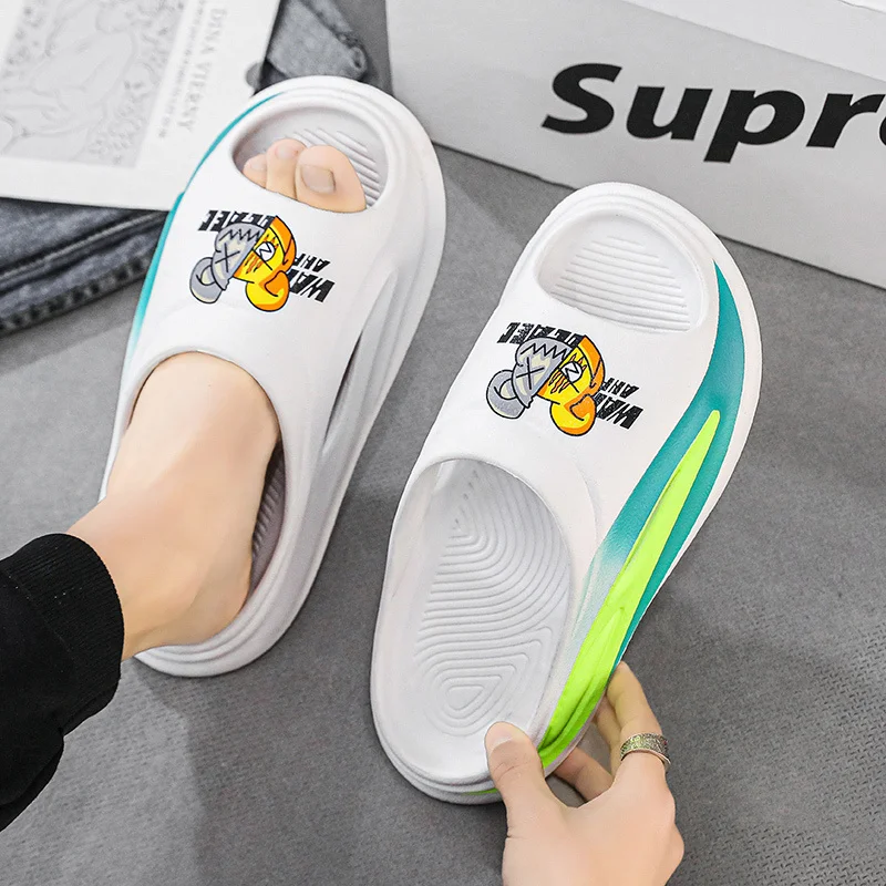 Man Slide Thick Platform Bathroom Home Slippers Men Fashion Soft Sole EVA Indoor Slides Male Sandals Summer Non-slip Flip Flops
