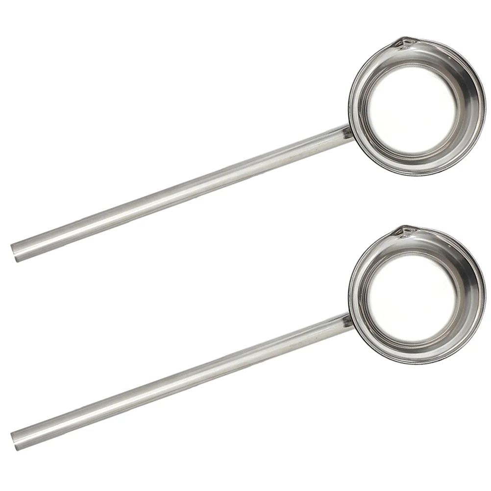 

2 Pcs Stainless Steel Spoon Watering Scoop Spout Ladle Soup Dipper Handle Sturdy