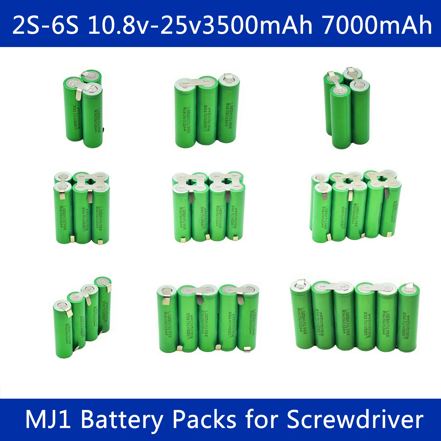18650 MJ1 3500mAh 7000mAh 20 amps 3S 4S 5S 6S 8S 7.4V 12.6V 14.8V 18V 25.2V 29.6V For Screwdriver batteries weld battery pack - купить по