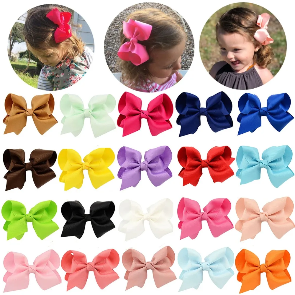 

1Pcs High Quality Handmade Girl bow knot Clips with kids Boutique Solid Ribbon Bows Hairpin Windmill Wholesale Hair Accessories