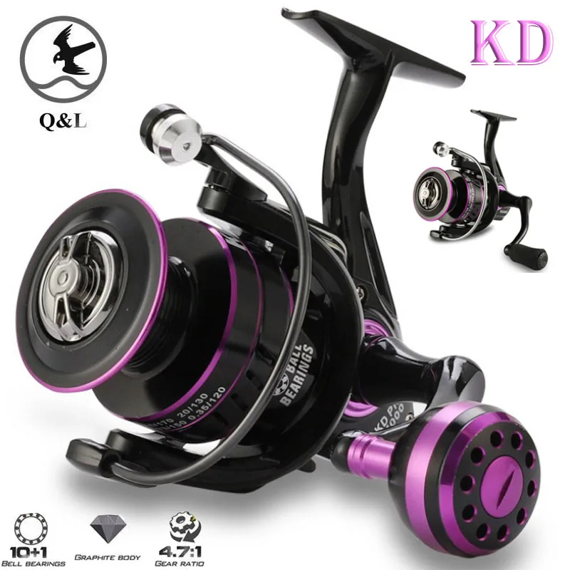 

Q&L 1000-6000 5.2:1 Metal CNC Full Metal Rocker Large capacity wire cup Red 25kg Max Drag Spinning Fishing Reel Carp