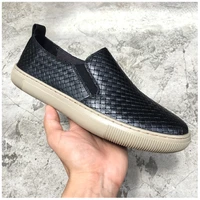 vintage weaving lattice genuine leather shoes men handmade casual driving loafers breathable luxury designer flats m1988