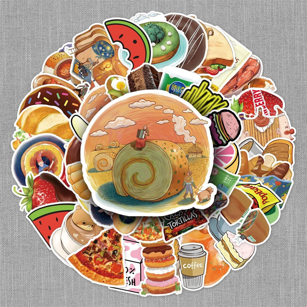 

10/30/50 шт. Мультяшные персональные креативные наклейки с граффити для еды и напитков, наклейки для чемодана, стола, компьютера, водонепроница...