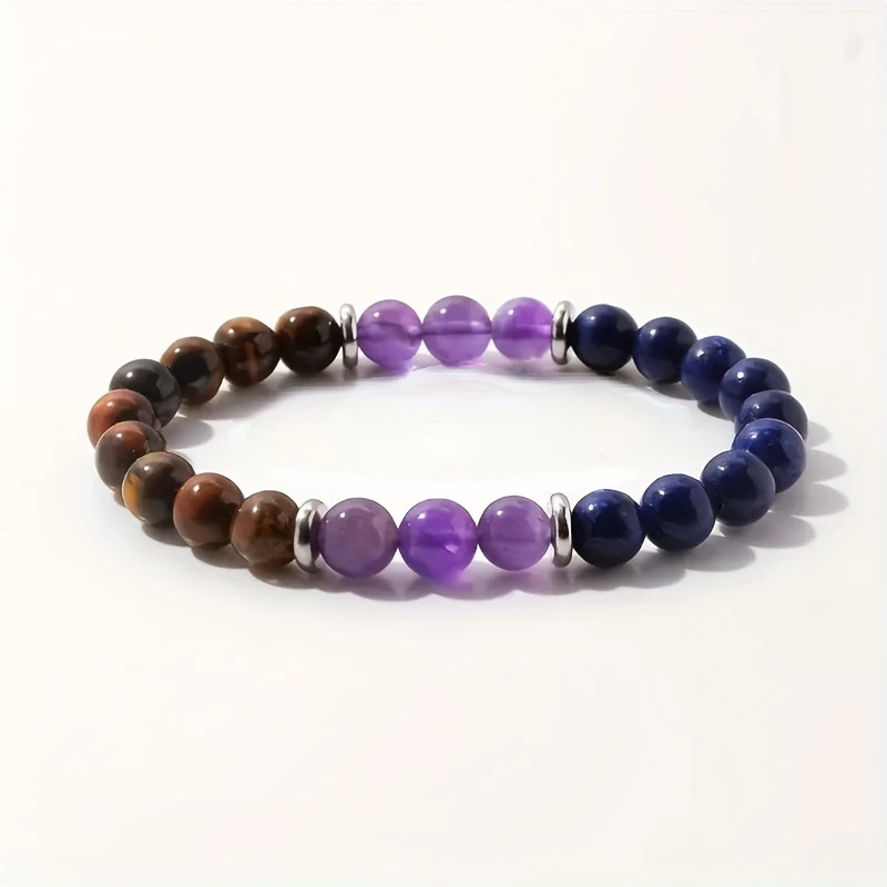 Простой Фиолетовый кристально-тигровый глаз камень зеленое стекло браслет из