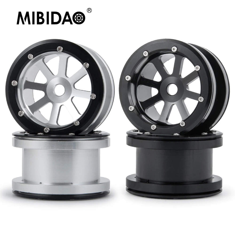 

MIBIDAO 4Pcs 2.2'' Metal Alloy Beadlock Wheel Rims Hubs for Axial Wraith TRX-4 1/10 RC Crawler Car Upgrade Parts