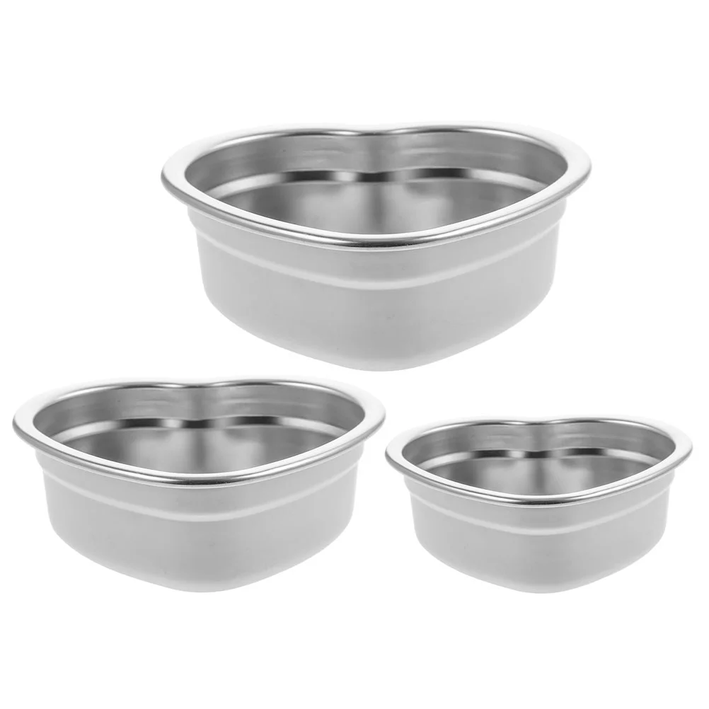 

3 Pcs Grill Plate Serving Platter Stainless Tray Vintage Steel Containers Kitchen Food Dish Heart-shaped Metal