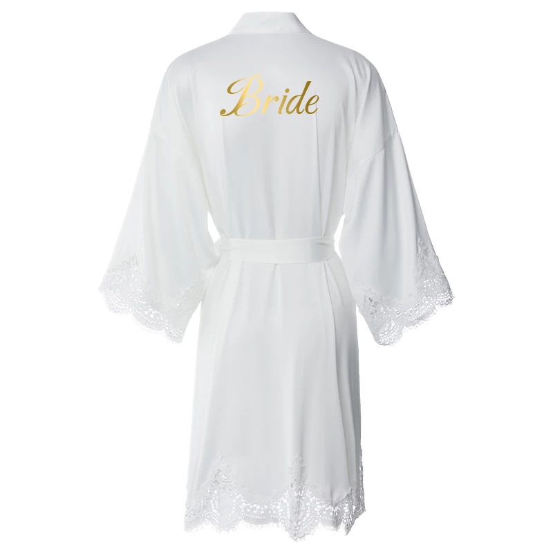 YUXINBRIDAL 2020 Women New Matt Satin Robe with Lace Trim Bridesmaid Bride Robes Bathrobe Wedding Bridal Robe Bathrobe Sleepwear