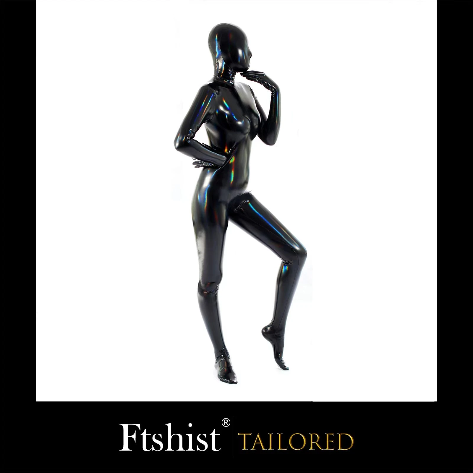 

Ftshist лакированная кожа Zentai индивидуальный цельный костюм кошки блестящие цветные полноразмерные колготки Фетиш Косплей Индивидуальный размер