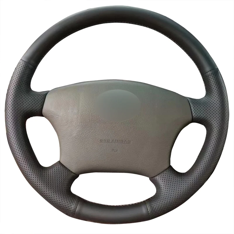 

Hand Sewing Steering Wheel Cover Black Leather Anti-Slip for Toyota 2006 Landcruiser Prado Car Accessories