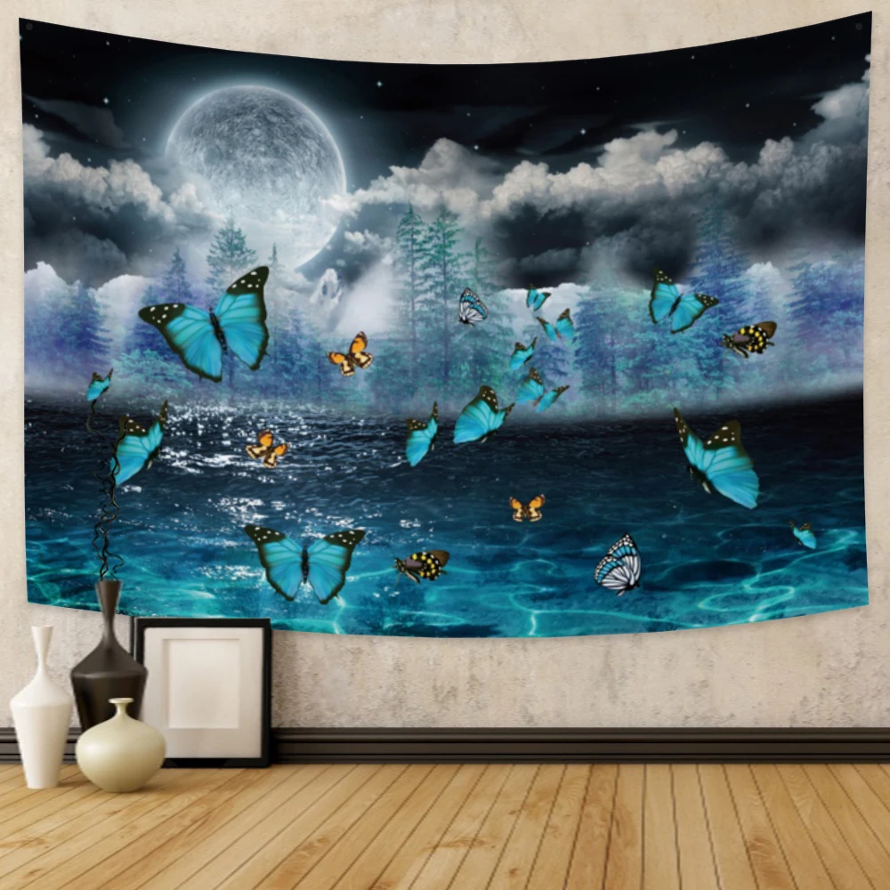 

Trippy Tapestry Psychedelic Sea and Moon Art Wall Hanging Tapestries for Living Room Home Dorm Decor tapecaria parede