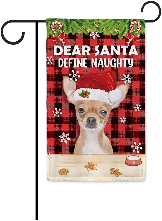 BAGEYOU милая собака чихуахуа Рождественский декор садовый флаг клетчатый плед