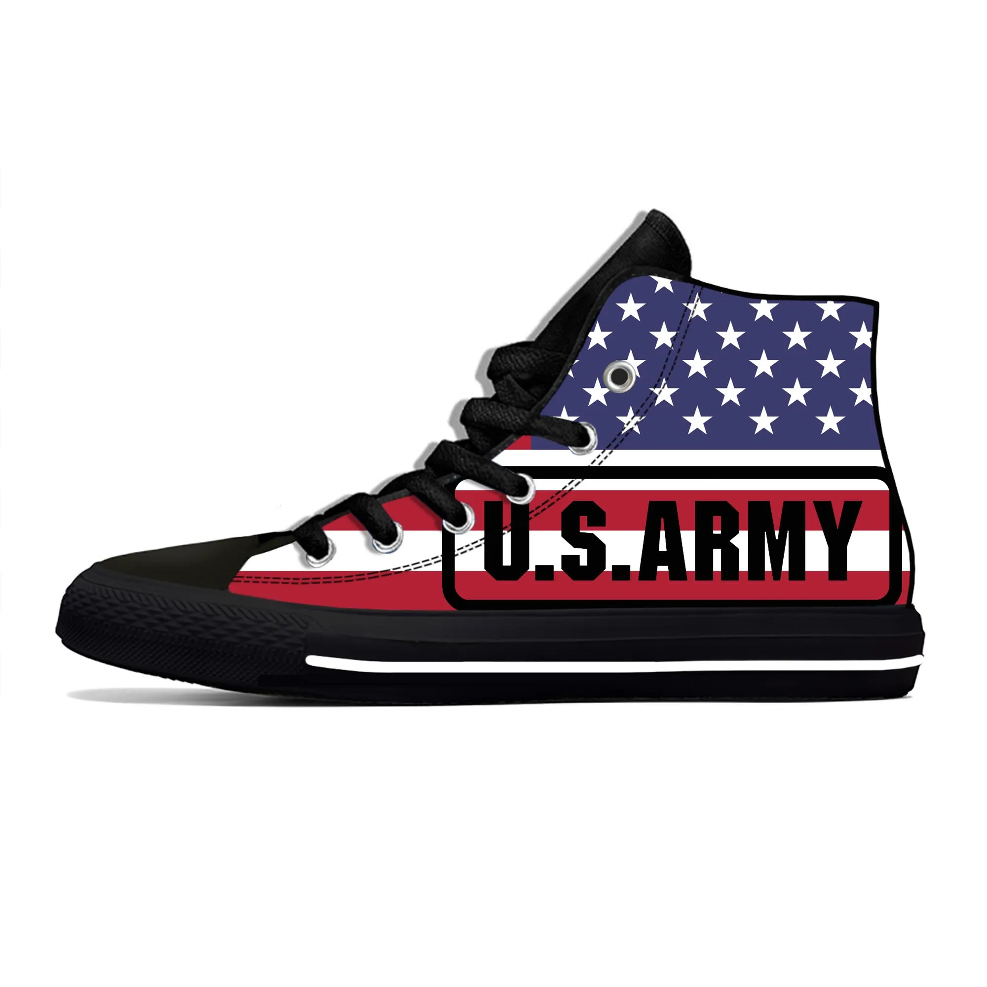 

US Army High Top Sneakers Mens Womens Teenager Casual Shoes Canvas Running Shoes 3D Printed Breathable Lightweight shoe