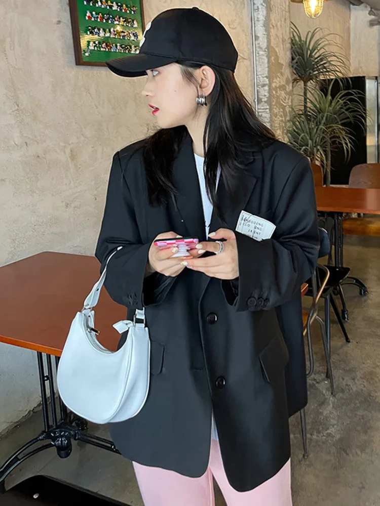 

Блейзер Vrouwen zборочный с заниженным разрезом, большого размера, с отворотами, с завязками, свободный крой, в стиле Jas, для осени, 2022