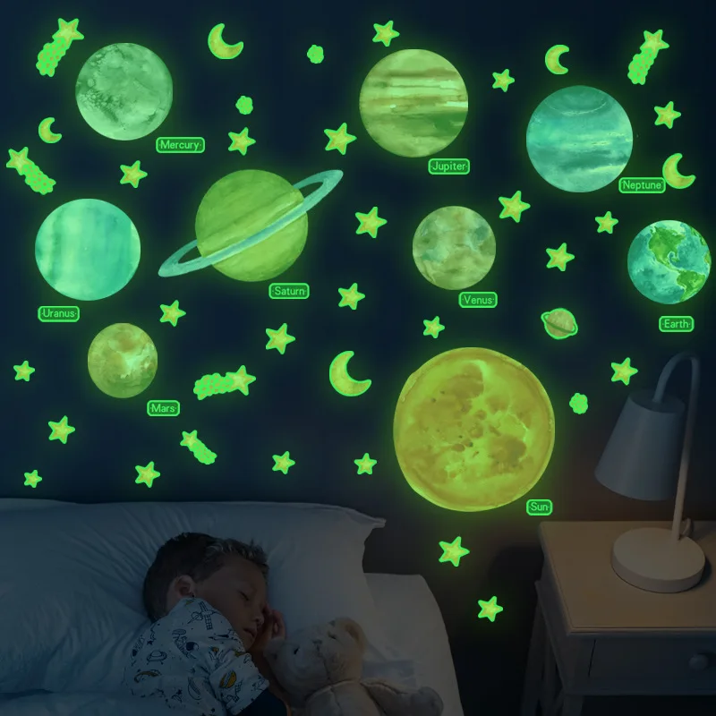 

Luminous Universe Space Sticker Children Cartoon Party Kawaii Kids Stationery Stickersearth Mars Space Star