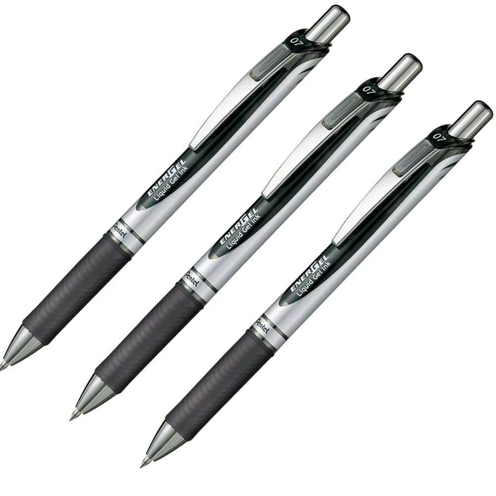 Фото Упаковка из 3-х гелевых ручек Pentel ENERGEL BLN77 0,3 0,5 0,7 1,0 мм Быстросохнущая шариковая ручка с нейтральными гелевыми чернилами для подписи Гладкое письмо №1