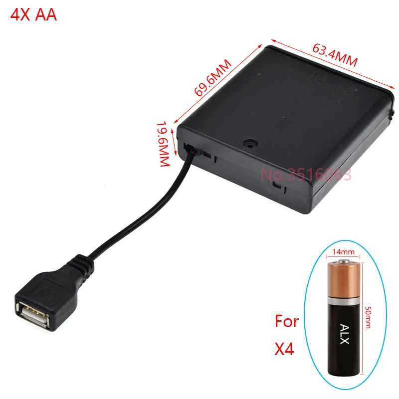 

USB разъем для батарей AA, черный, 1-8 слотов