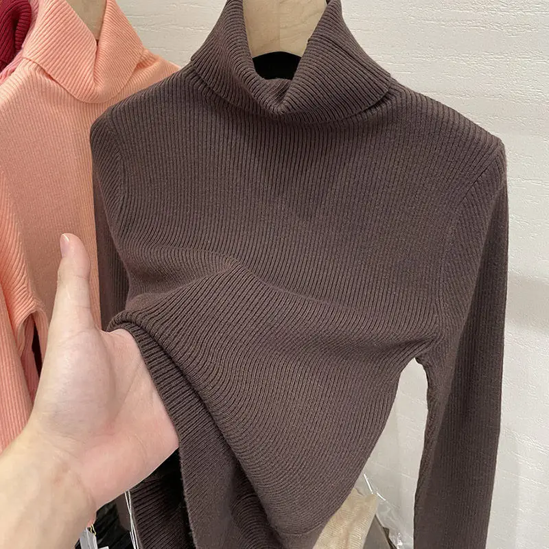 

Women's Turtleneck Sweaters Warm Pullover Basic Slim Korean Casual Fall Winter Elegant Knitted Tops All Match Jumper
