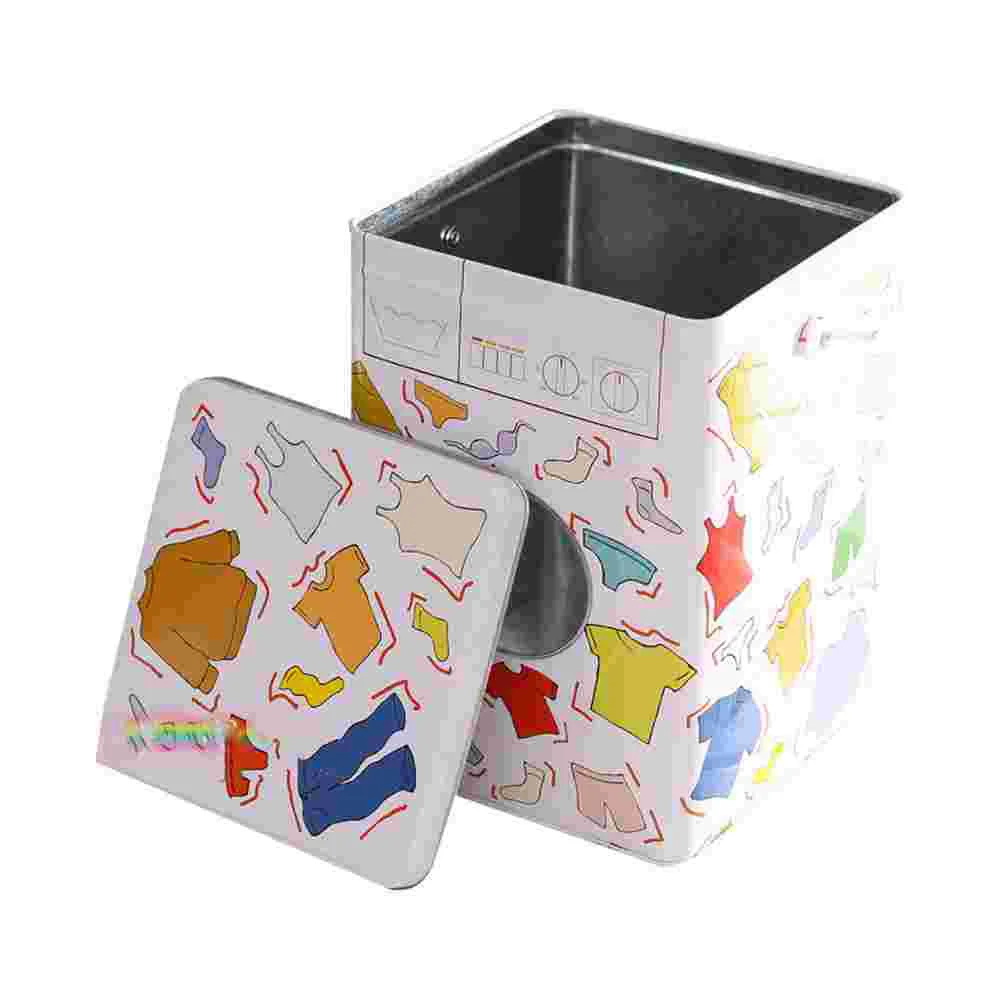 

Laundry Storage Tin Box Washing Detergent Metal Container Containers Basket Tinplate Canister Decorative Kitchen Beads Vintage