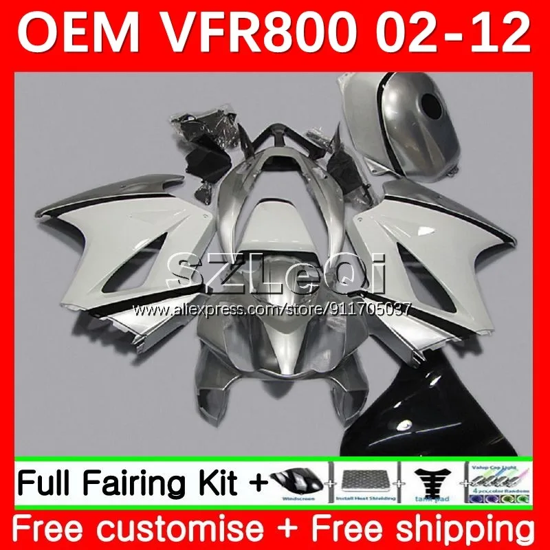 

Silver White interceptor For HONDA VFR800RR VFR800 800 RR 2002 2003 2004 2005 2006 2007 VFR 800RR 08 09 10 11 12 Fairing 43LQ.21