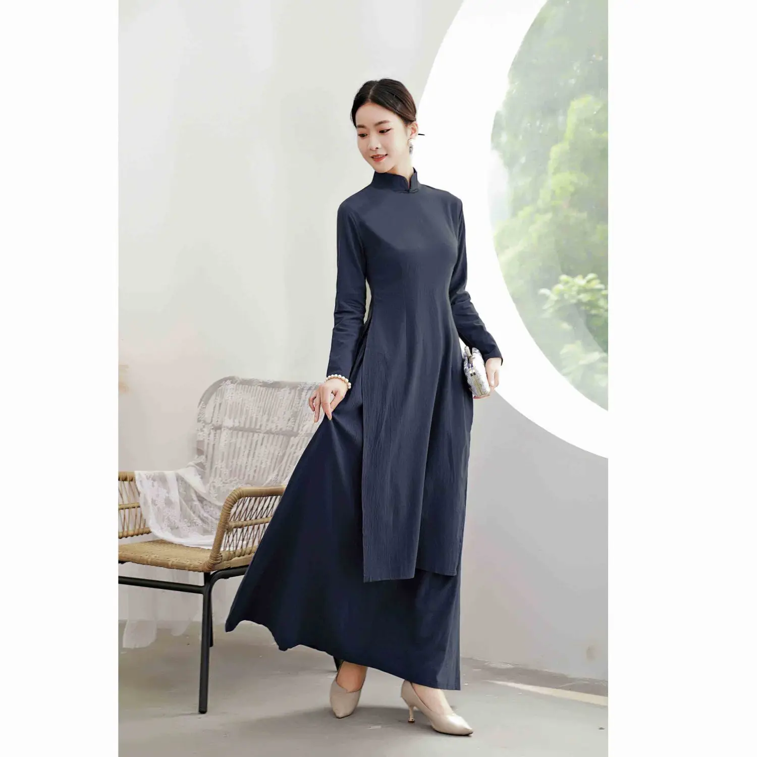 Женское длинное платье-Ципао в ретро стиле большие размеры