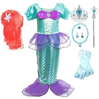 girls little mermaid dress up summer princess costume birthday party ariel clothes children carnival outfit 3 4 5 6 8 10 years