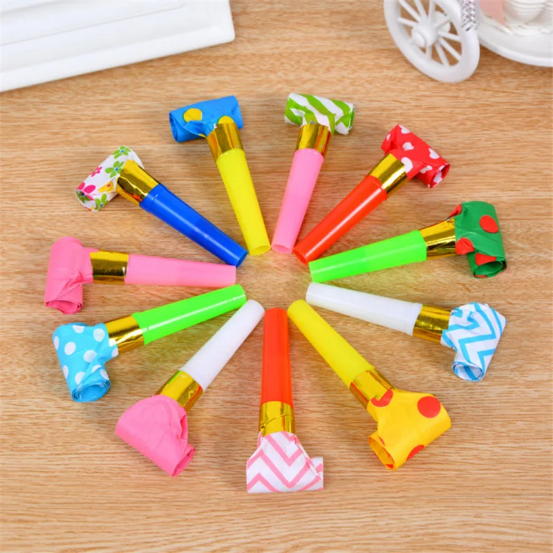 

10pcs/set Multicolor Party Blowouts Whistles Kids Birthday Party Favors Decoration Supplies Noice maker Toys Goody Bags Pinata