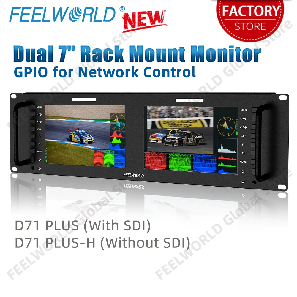 Монитор FEELWORLD D71 PLUS Dual 7 дюймов 3RU SDI HDMI с креплением на стойке IPS Full HD 1920x1200 с функцией сигнала