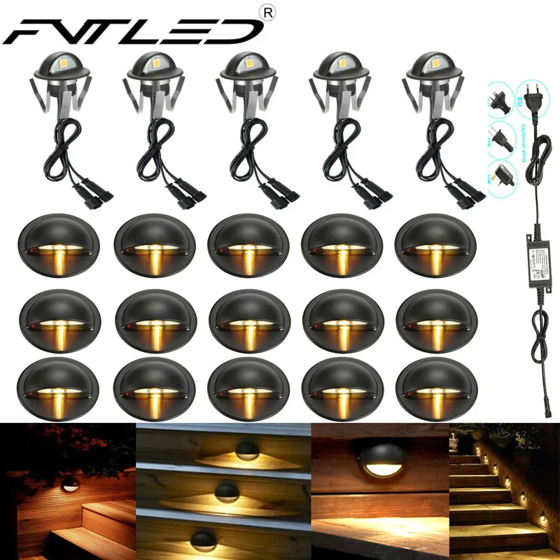 

30Pcs/Lot FVTLED LED Decking lights 35mm Half Moon Rail Step Stair Fence Plinth Lights DC12V Garden Decoration Outdoor Lamps