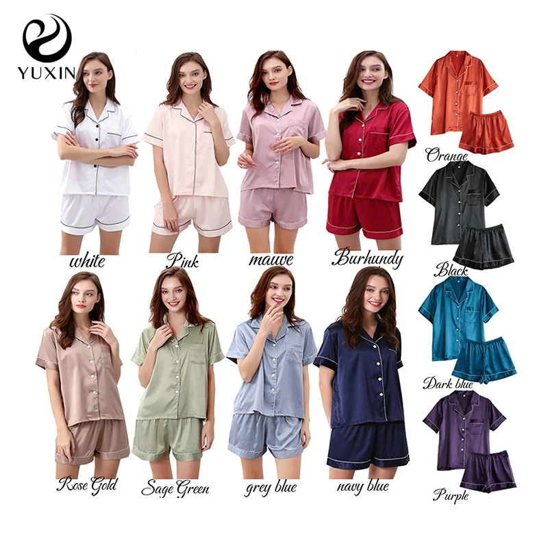 Pajamas Women Silk Pajama Sets Silk Satin Pijama Turn-down Collar Sleepwear Lady Long Sleeve Spring Nightwear