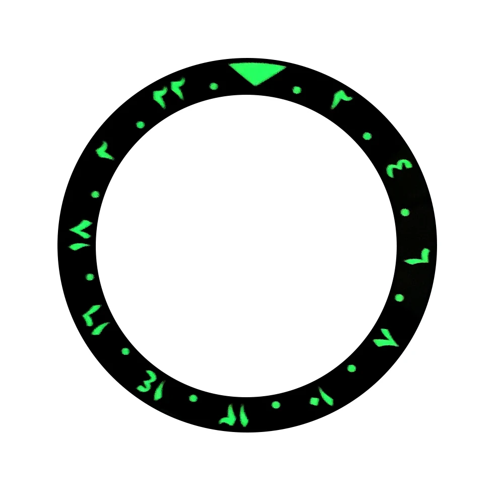 Watch Accessories Green Luminous Ceramic Ring Arabic Font Outer Diameter 38mm Inner Diameter 30.5mm Delivery Ring Mouth Glue