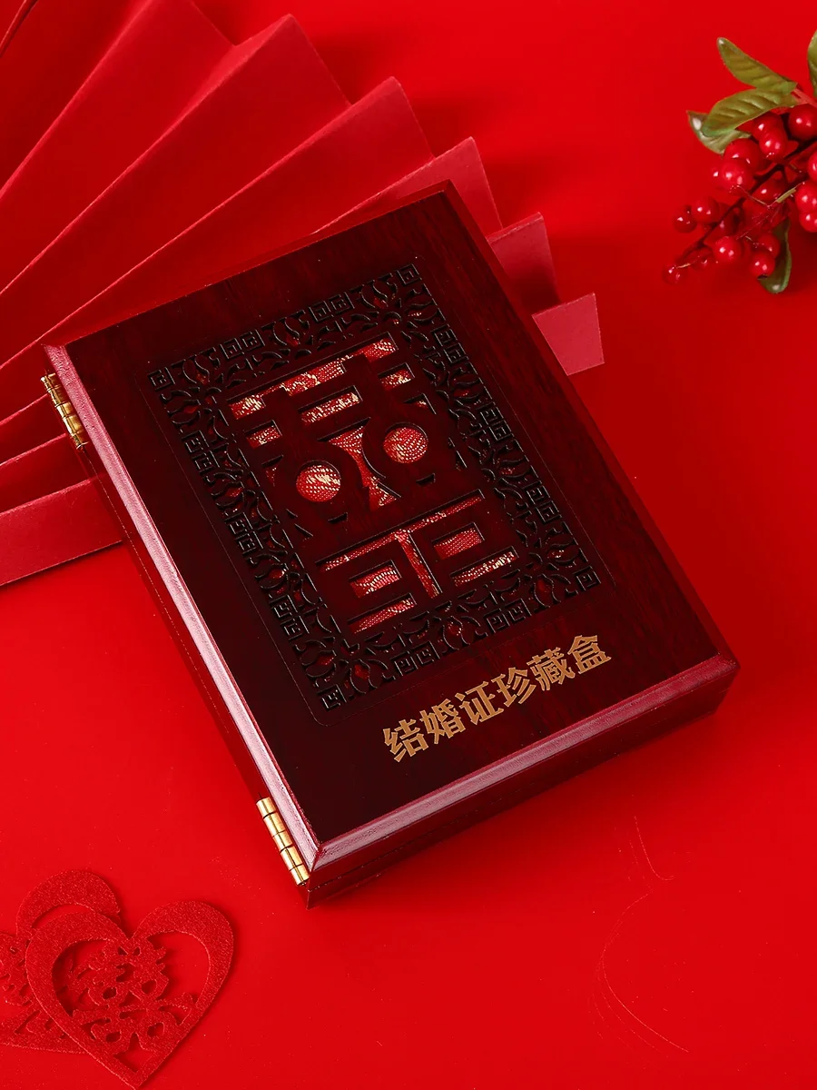 Товары для празднования коробка с сертификатом брака красная записная книжка