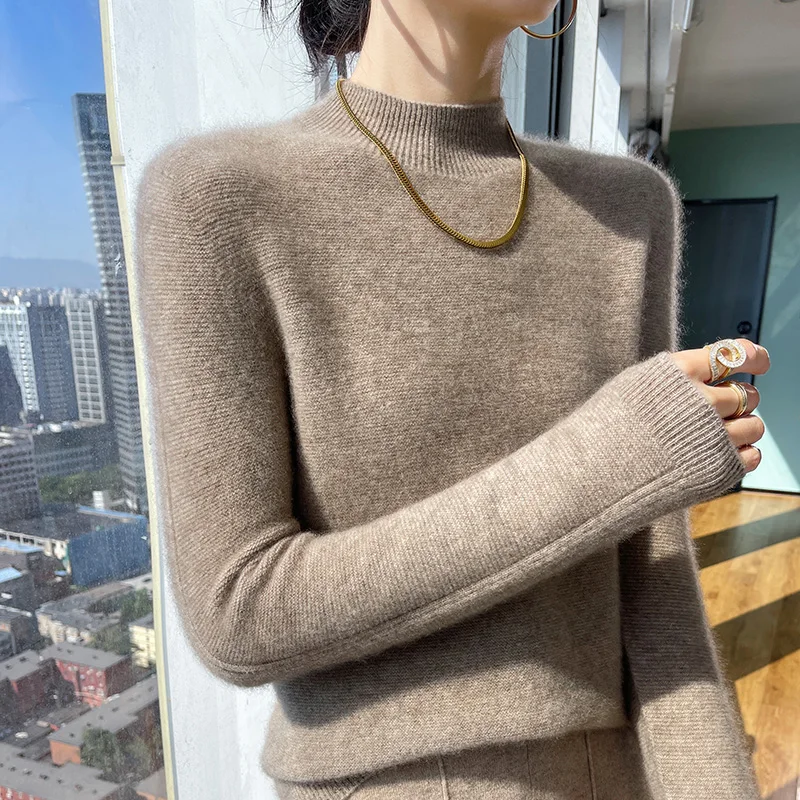Свитер из чистой шерсти свитер с полувысоким воротом Женский пуловер