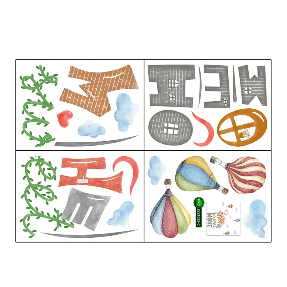 

1 Set of Colorful Home Stickers Indoor Wall Ornament Living Room Warm Decor