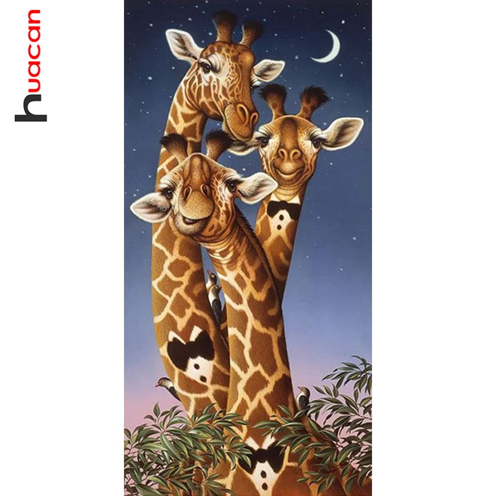 

Картина Huacan, 5d, вышивка крестом, с изображением жирафов, семьи
