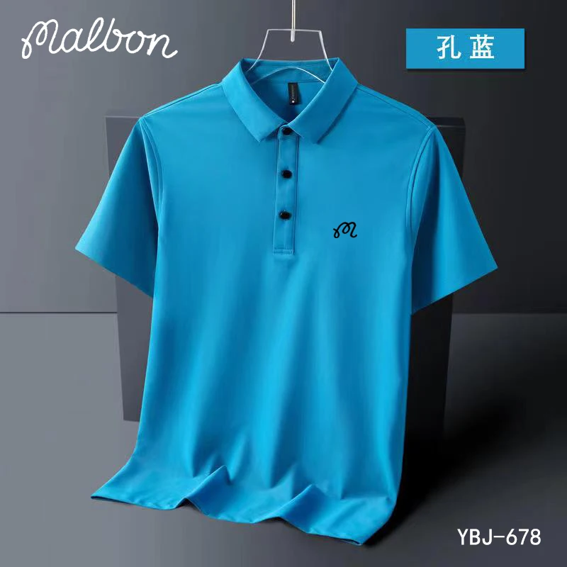 Malbon Embroidery LOGO Golf Shirt Men Summer High Quality Men Short Sleeve Tops Breathable Quick Drying Business Polo Shirts