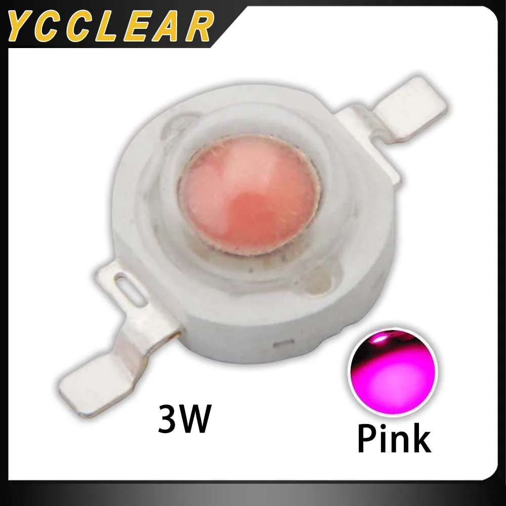 

YCCLEAR 3W High Power LED Light-Emitting Diode LEDs Chip SMD Pink 3-3.6V For Lamp Bulb SpotLight Downlight 10Pcs