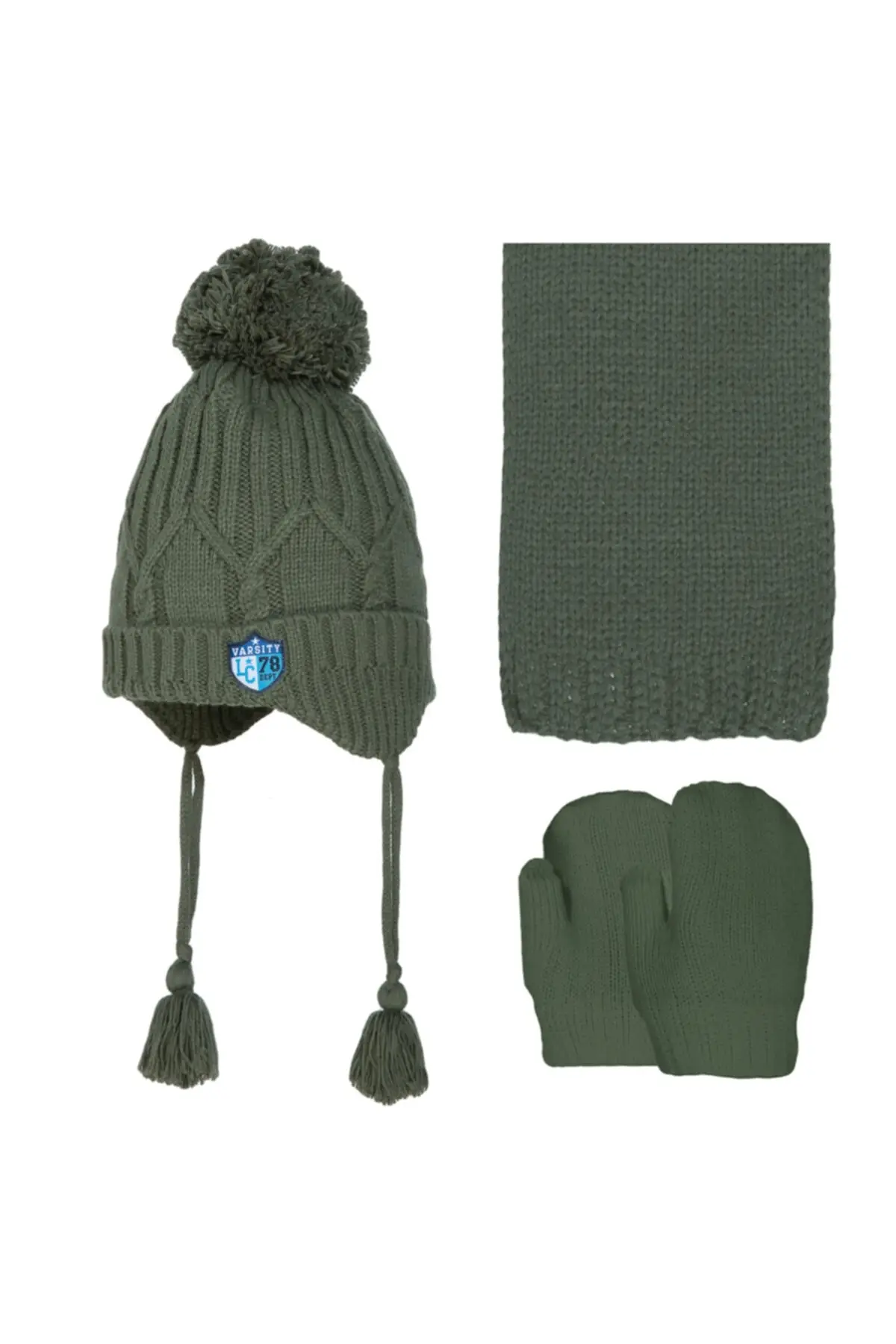 

Комплект из шарфа, шапки и перчаток, Детский комплект из перчаток, 1-4 года, зеленый