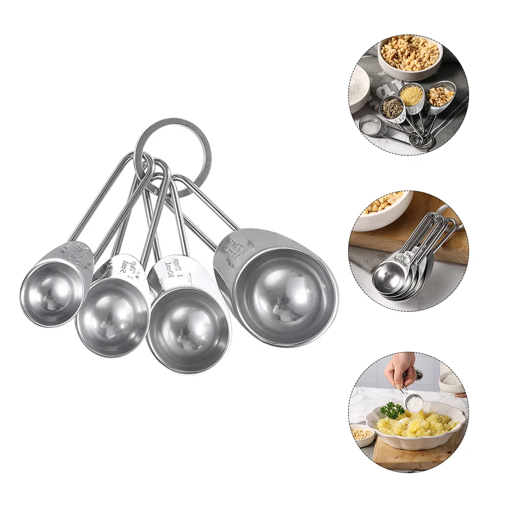 

4pcs Professional Stainless Steel Measuring Spoons Coffee Scoops (Silver)