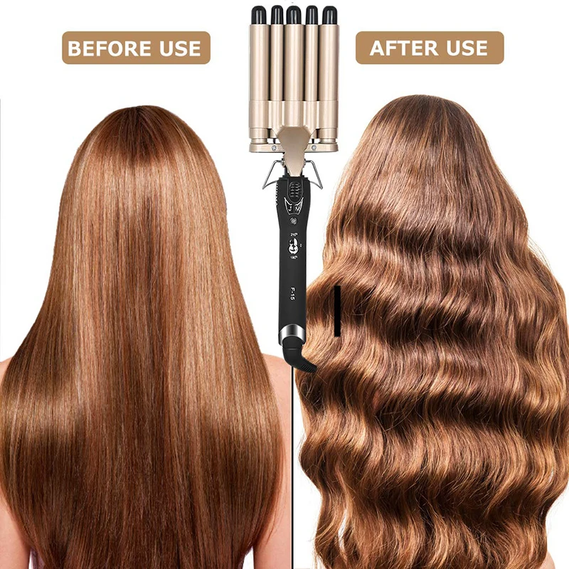 

Curling Iron Professional Salon Wavy Hair Styler Tourmaline Wave Maker 5 Barrels Curling Iron Dual Voltage Hair Curler